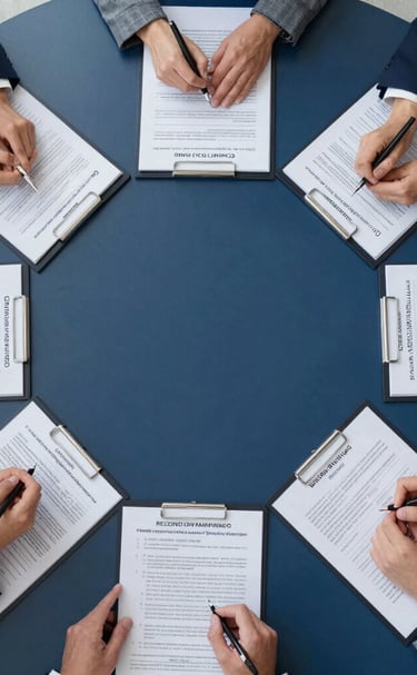 A meeting room with professionals discussing medical device compliance strategies.