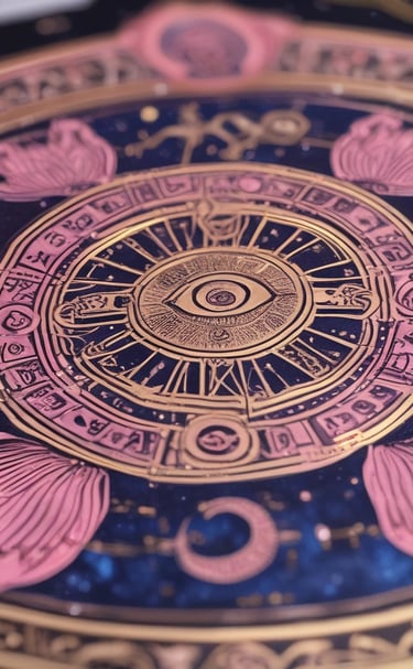 An elegant display of spiritual tools and crystals on a velvet cloth.