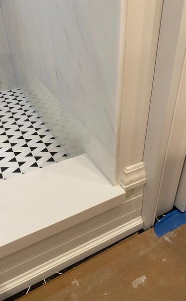 Remodeling project featuring newly built custom shower base