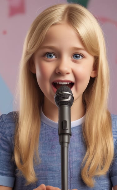 Student singing a song from Matilda at recital