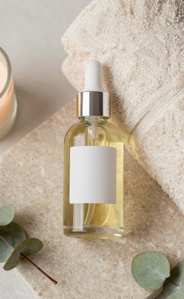 Gentle hands applying a relaxing massage oil in a cozy room