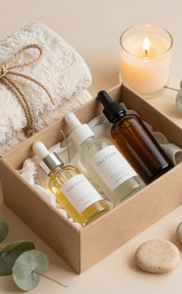 A calm, inviting corner with plants, candles, and wellness books