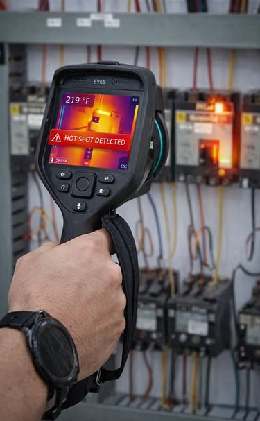 a person holding a camera during a thermographic inspection