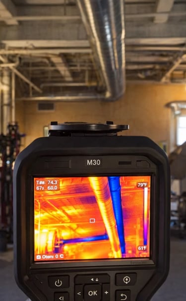 A thermal imaging of small industrial building