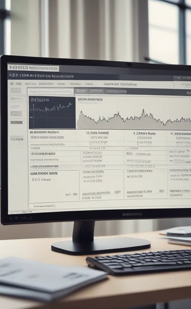 A neat workspace with financial documents, a calculator, and a coffee cup, symbolizing focused work.