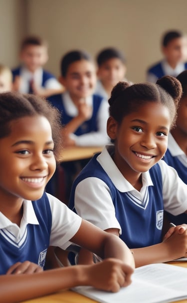 Children engaged in a lively learning activity, their faces lit with curiosity and confidence.