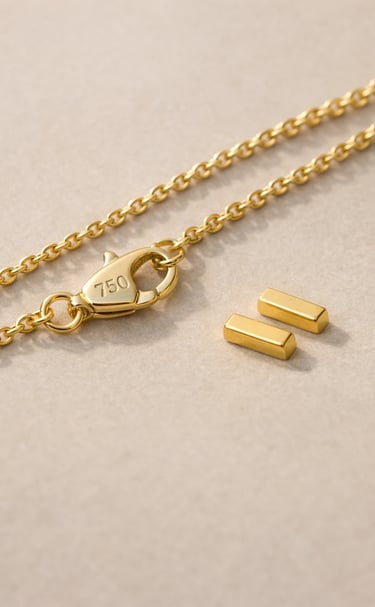 Collana in oro 750 con dettaglio del punzone inciso