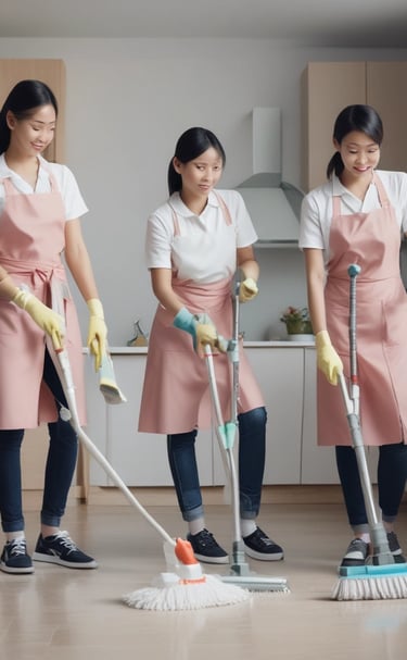 A freshly cleaned kitchen with gleaming oven and polished countertops in a West London flat.
