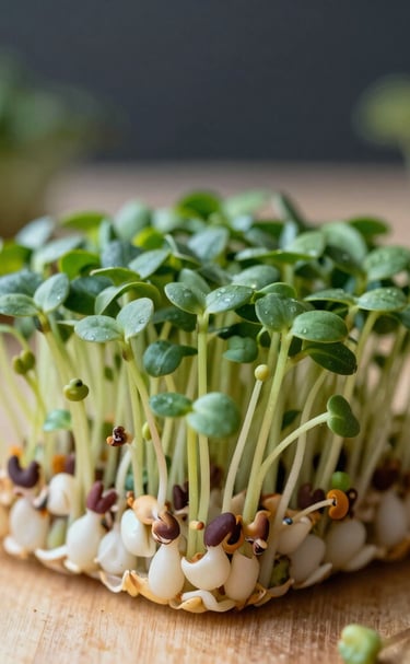 Hands gently tending to young plants in a clean, minimalist hydroponic system.