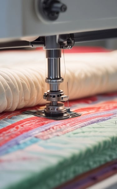 Close-up of a skilled artisan sewing a soft pillow cover with precision.