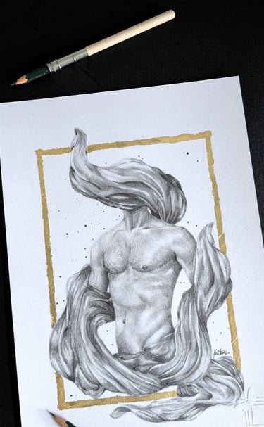 illustration originale en A4 réalisé aux crayons graphite