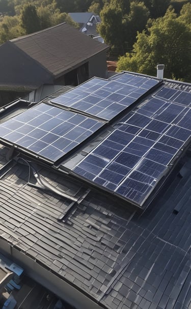 blue and white solar panel on green metal bar during daytime