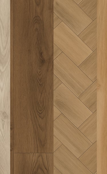 Cuatro tipos de suelos de melamina o madera laminada..