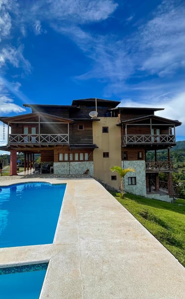 a large house with a pool and a large pool