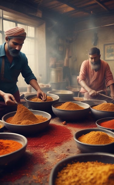 A single mushroom with a textured cap grows among brown fallen leaves, twigs, and green ferns on a forest floor. The environment is rich with organic material, suggesting a damp and shaded natural habitat.
