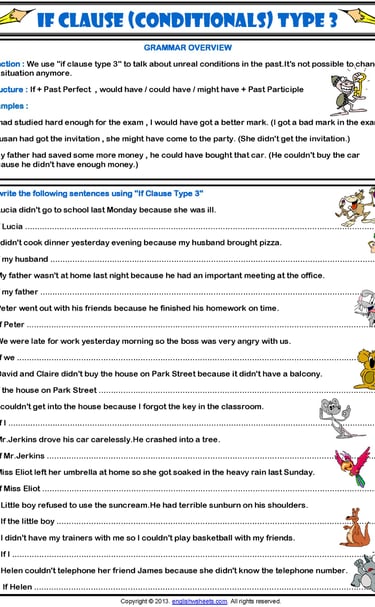 conditionals if clause type 3 worksheet