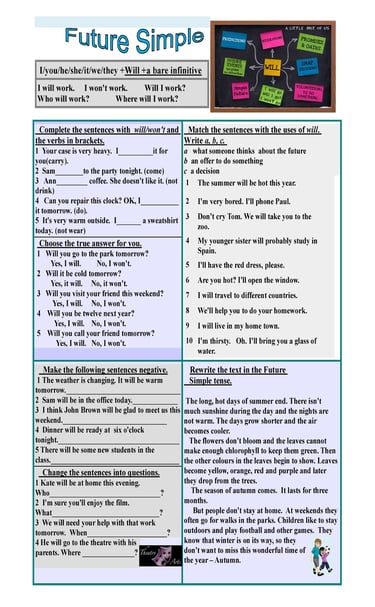 Future simple worksheet