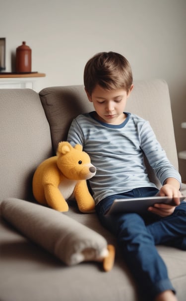 A family enjoying a digital game night around a table.