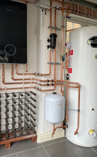 Home boiler system and the copper piping