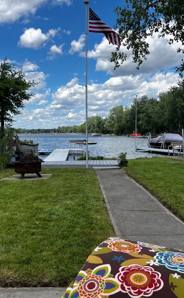 back yard dock lakeside lake views southern michigan vrbo airbnb dock short term rental