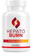 Hepato Burn dietary supplement bottle with 60 capsules for natural liver health support.