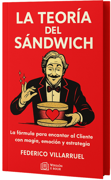 Portada del libro La Teoría del Sándwich de Federico Villarruel, sobre experiencia del cliente, mark