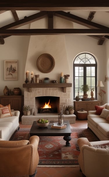 A cozy living room with light neutral furnishings and decor.