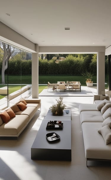A trendy outdoor space designed for relaxation.