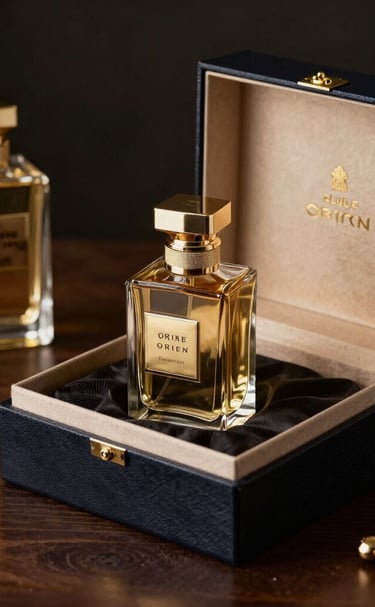 Three perfume bottles are artfully arranged against a soft white textured background. A Replica bottle is on the top, appearing to be in use, next to a stylishly angled Prada bottle, and a classic Chanel No. 5 bottle stands in the background.