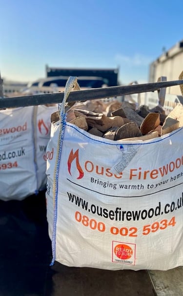 Ouse Firewood tonne bags kiln dried logs on delivery truck Cambridgeshire