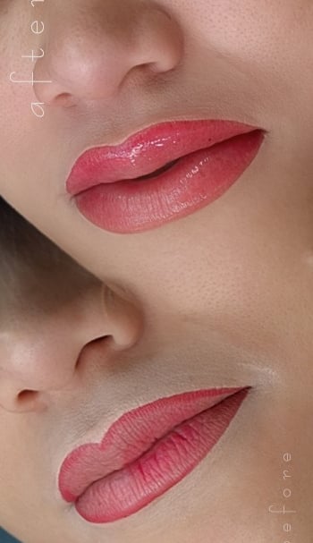 permanent makeup procedure lip blushing