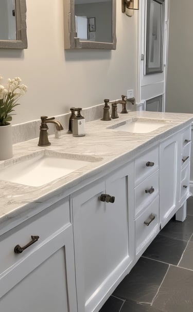 Large, rectangular slabs of white marble stacked together, showcasing natural veins and patterns in the stone surface, set against a bright and possibly harsh lighting condition.