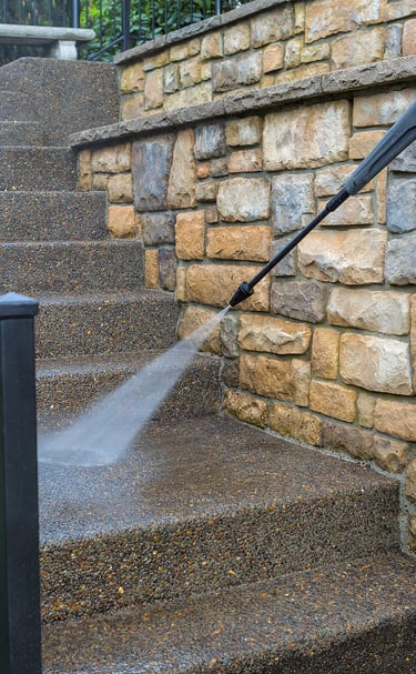 pressure washing outdoor steps