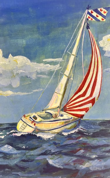 Original Takara Welter Gouache Painting on Paper titled, "North Sea"