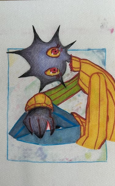 Original Takara Welter Mixed Media Painting on Paper titled, "Aren't We the Same"