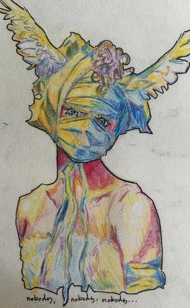 Original Takara Welter Mixed Media Painting on Paper titled, "Nobody"