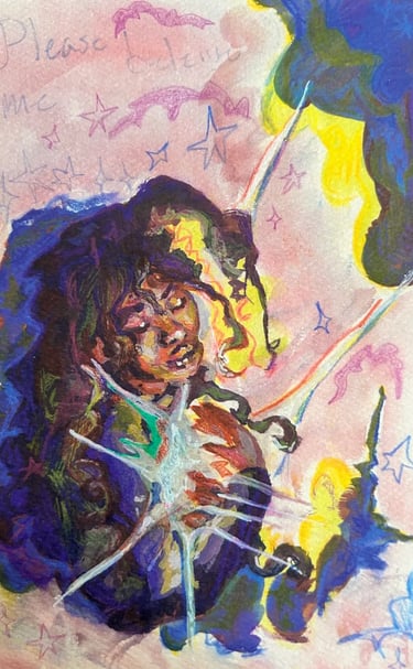 Original Takara Mixed Media Welter Painting on Paper titled, "Please Believe Me"