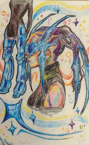 Original Takara Welter Mixed Media Painting on Paper titled, "Chrome"