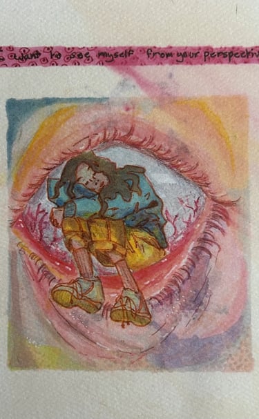 Original Takara Welter Mixed Media Painting on Paper titled, "How Do I Look"