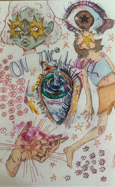 Original Takara Welter Mixed Media Painting on Paper, titled "On the Level"