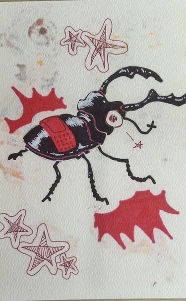 Original Takara Welter Mixed Media Painting on Paper titled, "Nightlife"