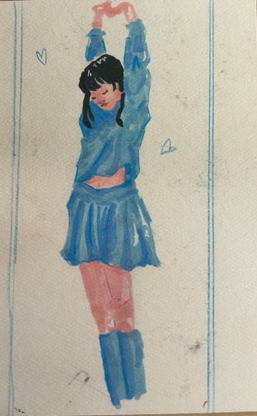 Original Takara Welter Mixed Media Painting on Paper, titled "Blue Mornings"