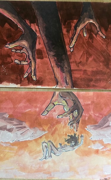 Original Takara Welter Gouache Painting on Paper, titled 'Unachievable'