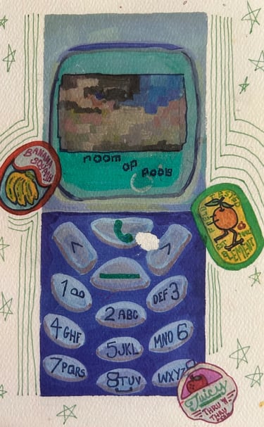 Original Takara Welter Mixed Media Painting on Paper, titled 'Room of Fools'