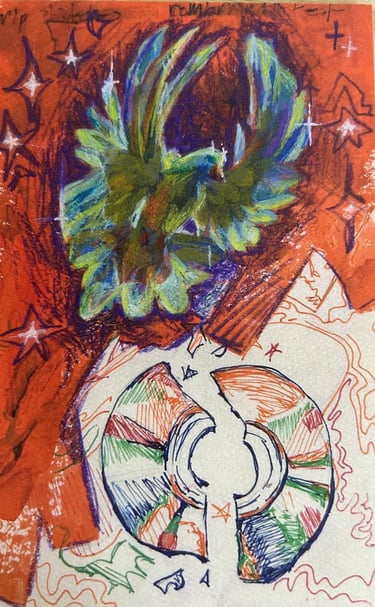 Original Takara Welter Mixed Media Painting on Paper titled 'The Dove'