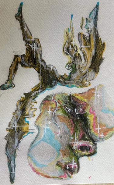 Original Takara Welter Mixed Media Painting on Paper titled, 'Icarus'