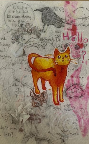 Original Takara Mixed Media Welter Painting on Paper titled, "Hello"