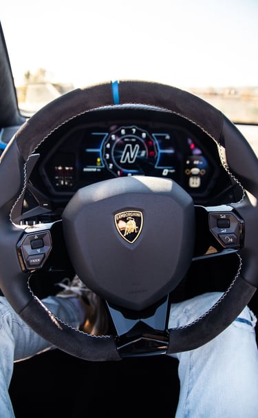 A Lamborghini Aventador steering wheel.