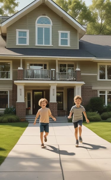 Sunlit porch of a cozy group home with welcoming chairs and blooming flowers.
