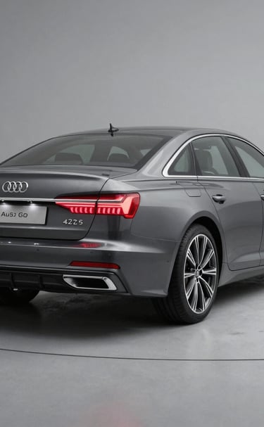 Sleek black sports car parked under soft lighting with a subtle yellow accent reflection.